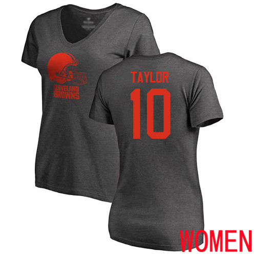 Cleveland Browns Taywan Taylor Women Ash Jersey #10 NFL Football One Color T Shirt->women nfl jersey->Women Jersey